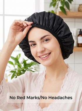Aquior worn over long braids to protect styles from water