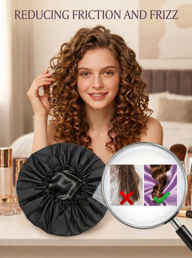 Aquior shower cap covering braided hair to preserve style benefit