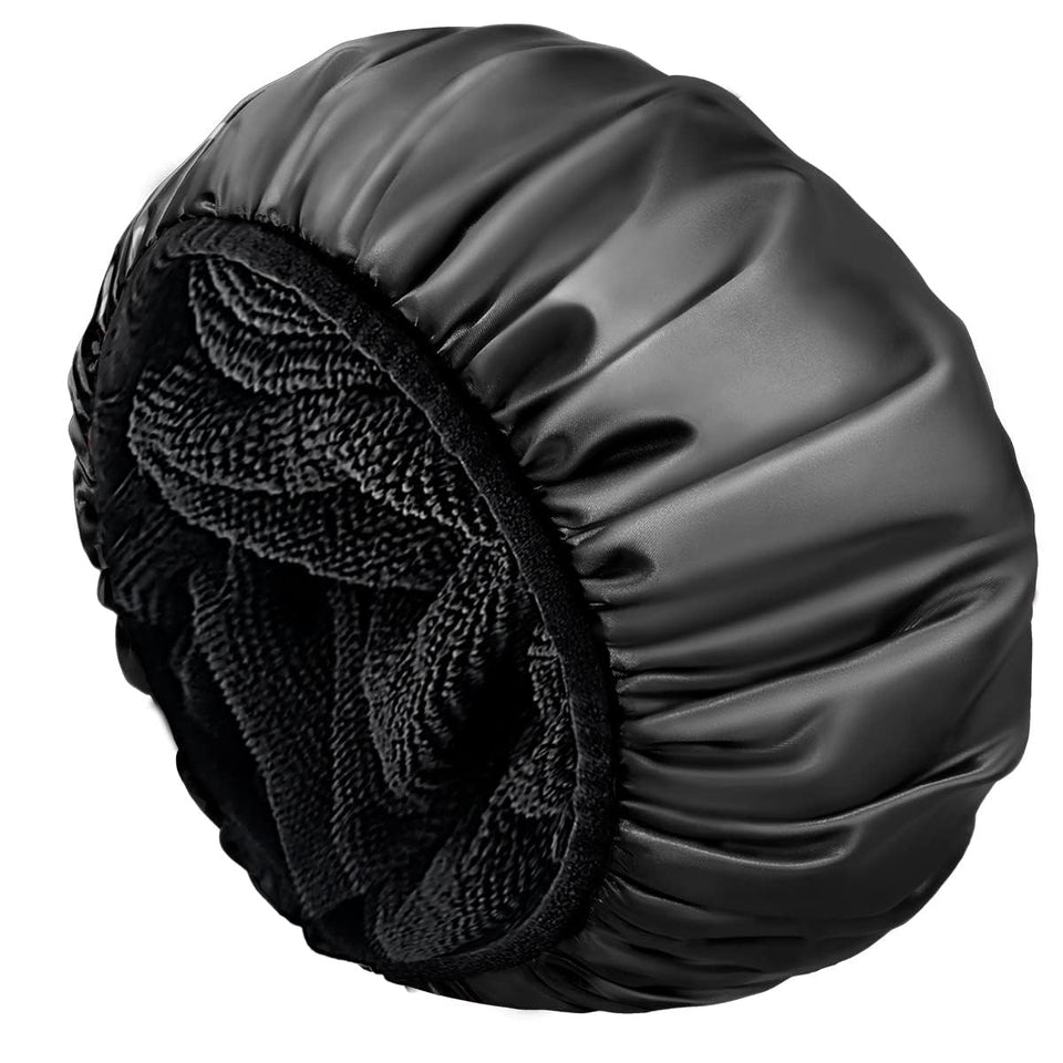 Aquior front packaging view showing waterproof shower cap and benefits