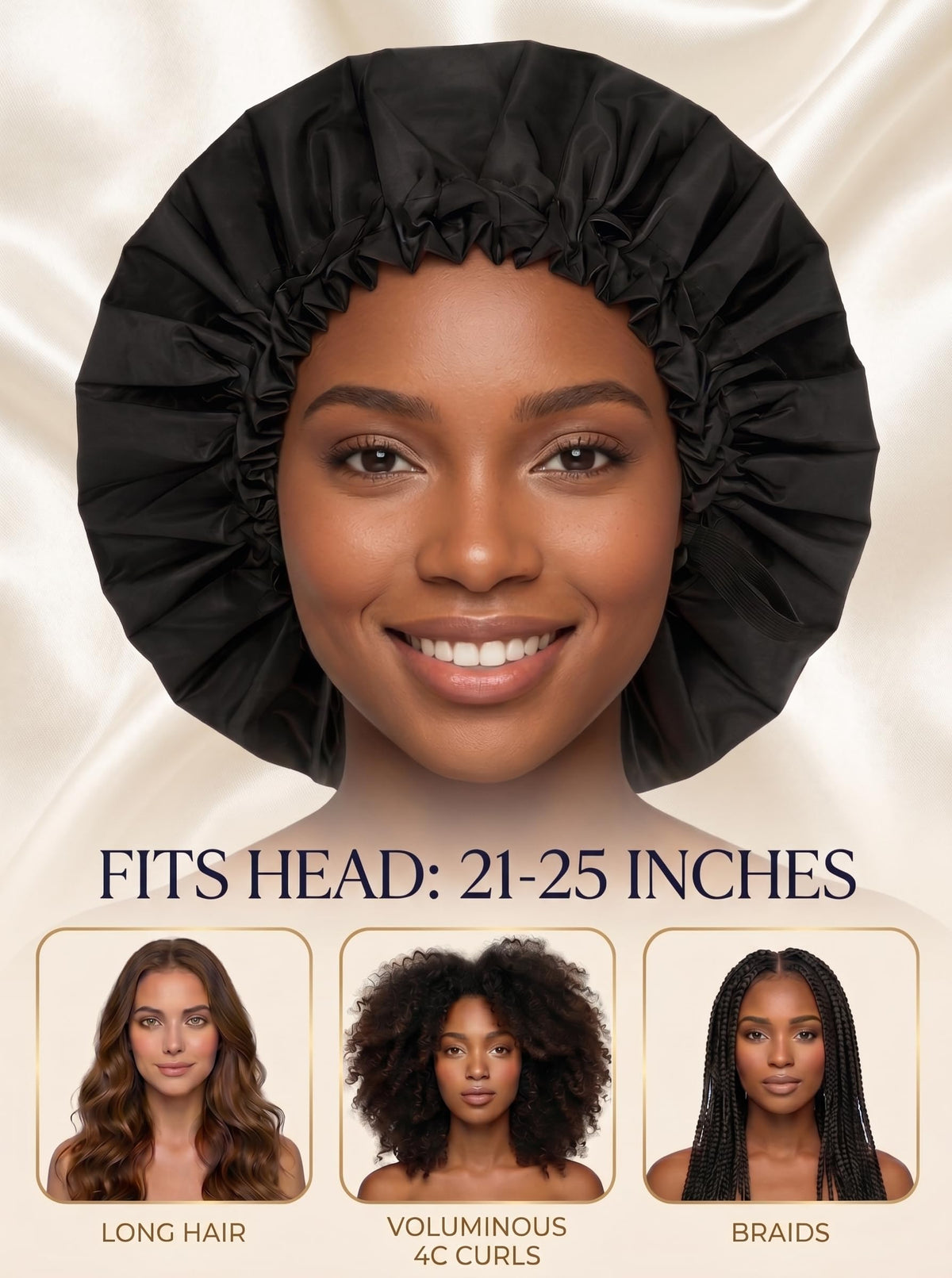 Aquior satin lining close-up reduces friction and frizz benefit