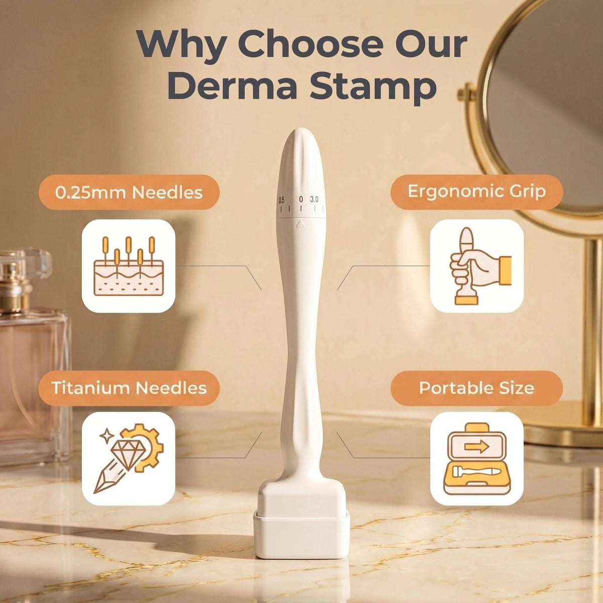 Aquuaera in-use facial stamping demonstrating precise application benefit