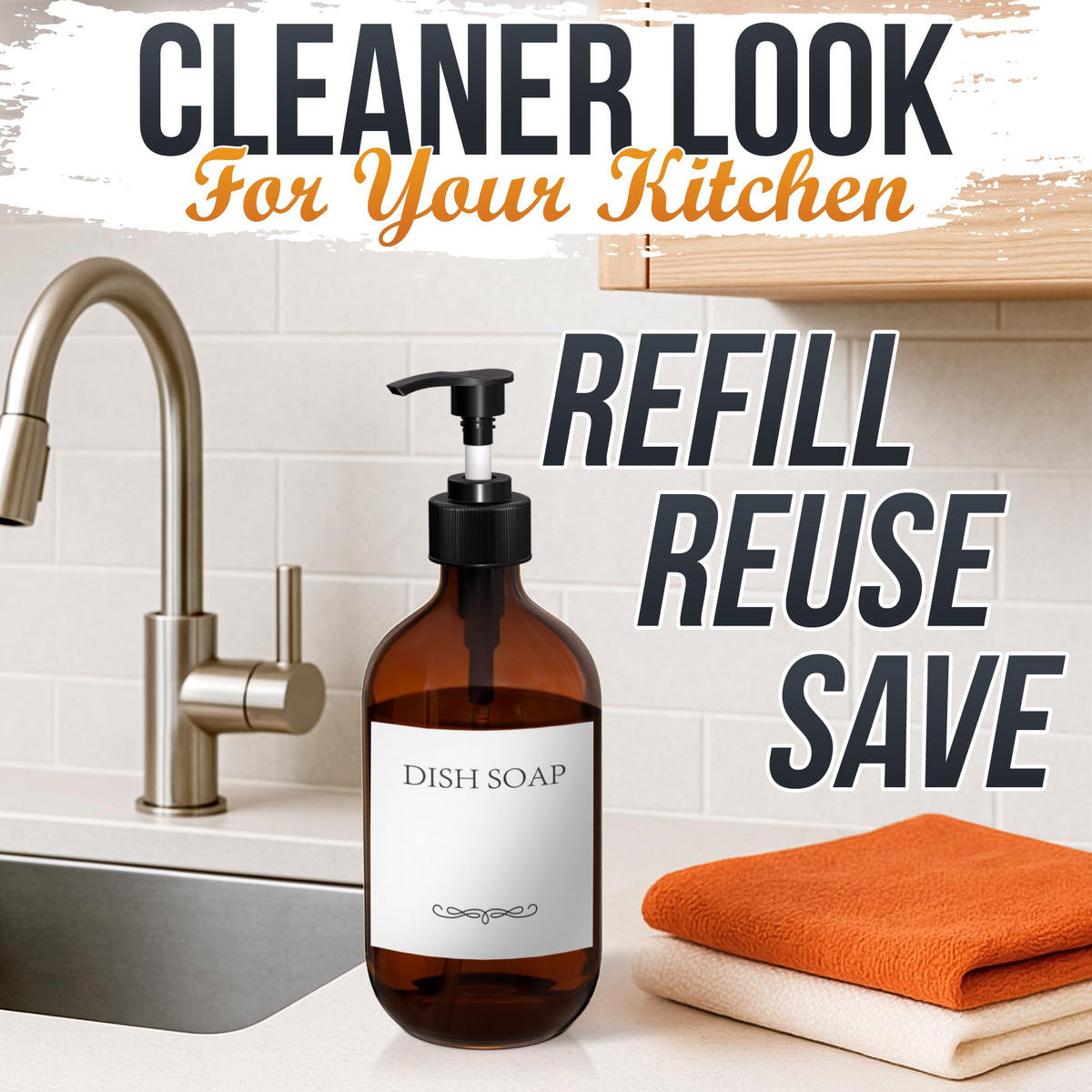 Aquue bottles on shower shelf showing water-resistant design and tidy storage