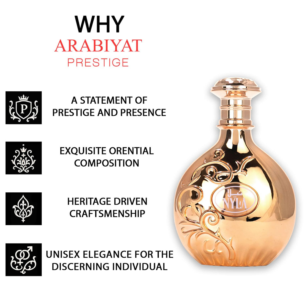 ARABIYAT Nyla bottle in hand to show 2.7 fl oz scale and travel convenience