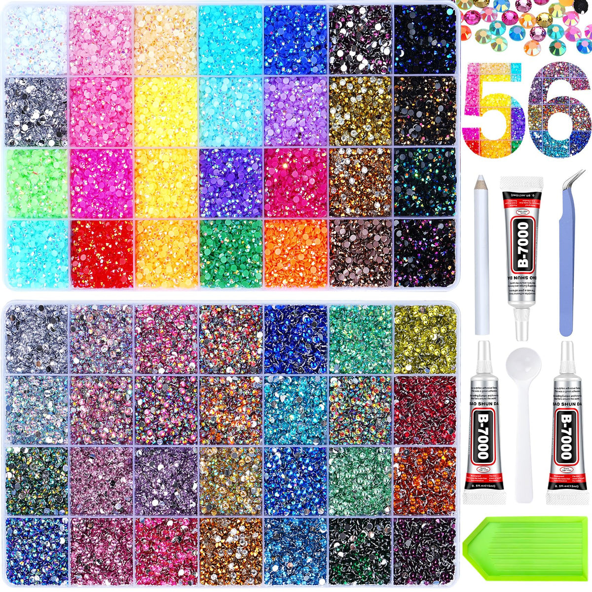 AraKulago front packaging showing full 56-color set and included tools, ideal for large projects