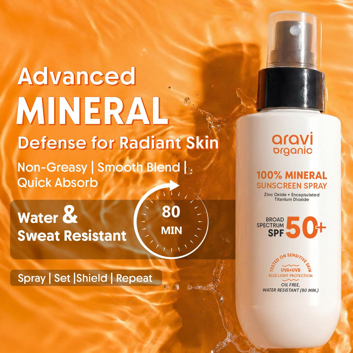 Aravi Organic close-up of spray nozzle mist for fast even coverage