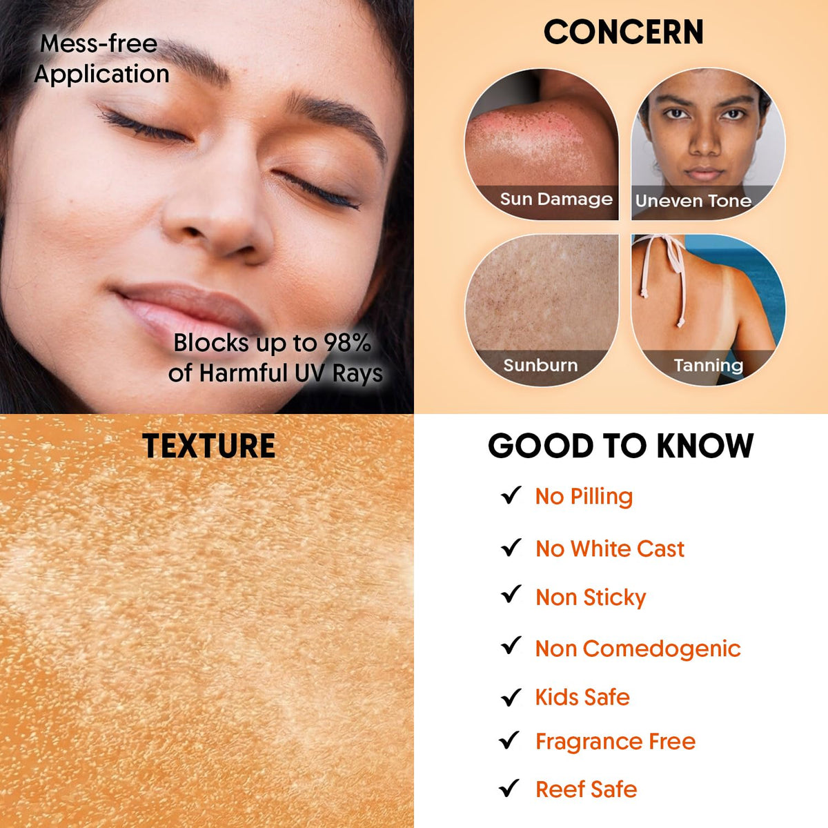 Aravi Organic texture sprayed on hand demonstrating no white cast benefit