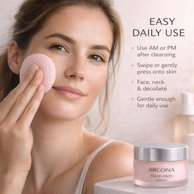 ARCONA open container revealing 45 pre-soaked milky toner pads inside