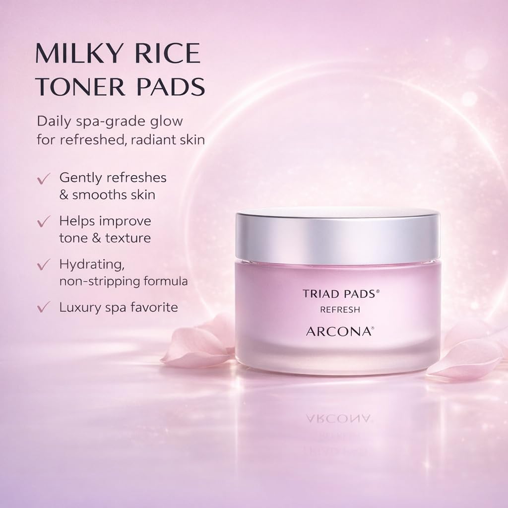 ARCONA pad being applied to face demonstrating gentle cleansing and hydration
