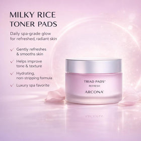 ARCONA pad being applied to face demonstrating gentle cleansing and hydration