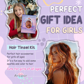 Arcpor tinsel braided into hair for a party-ready look that adds eye-catching sparkle