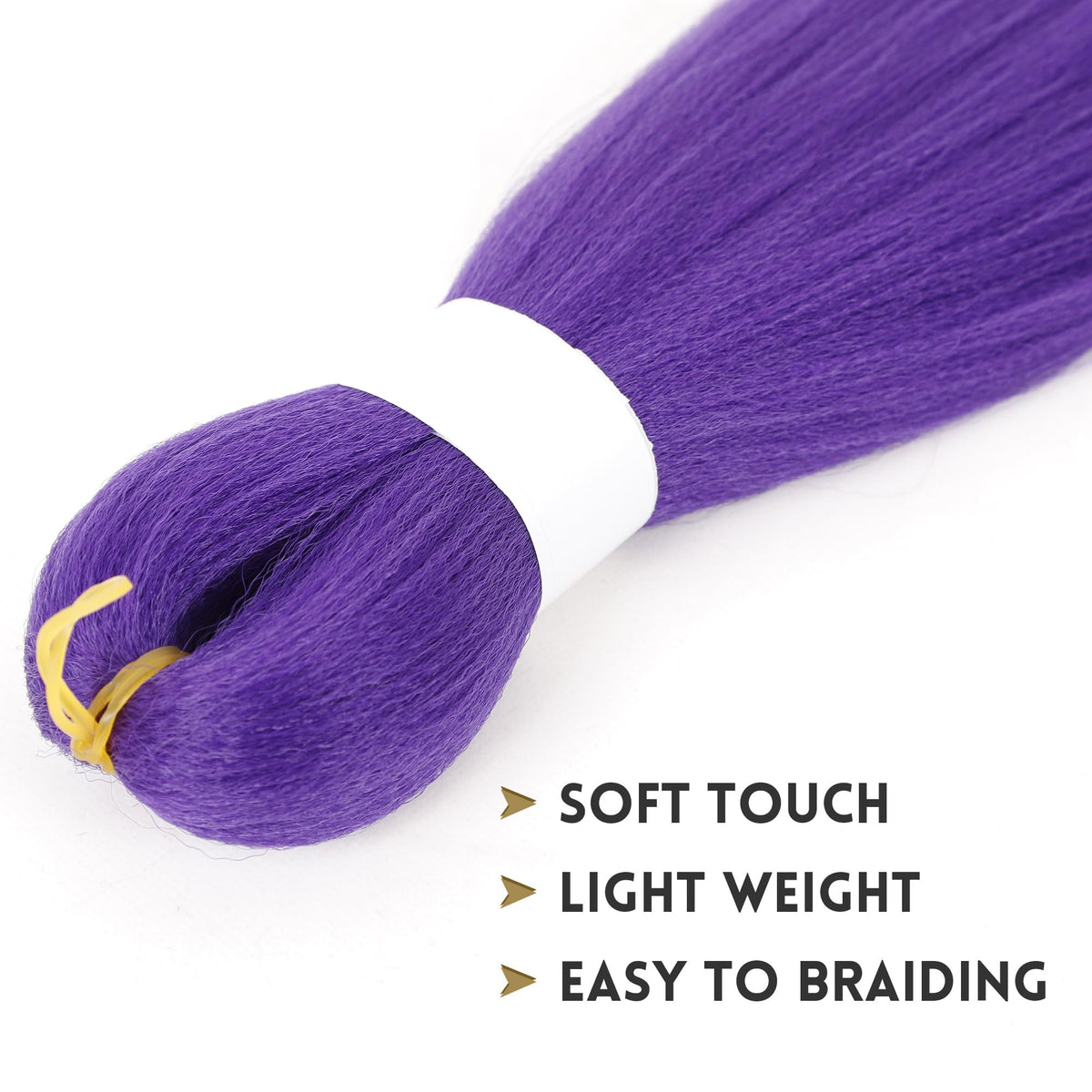 Arcpor purple extensions next to ruler showing consistent length for uniform braids