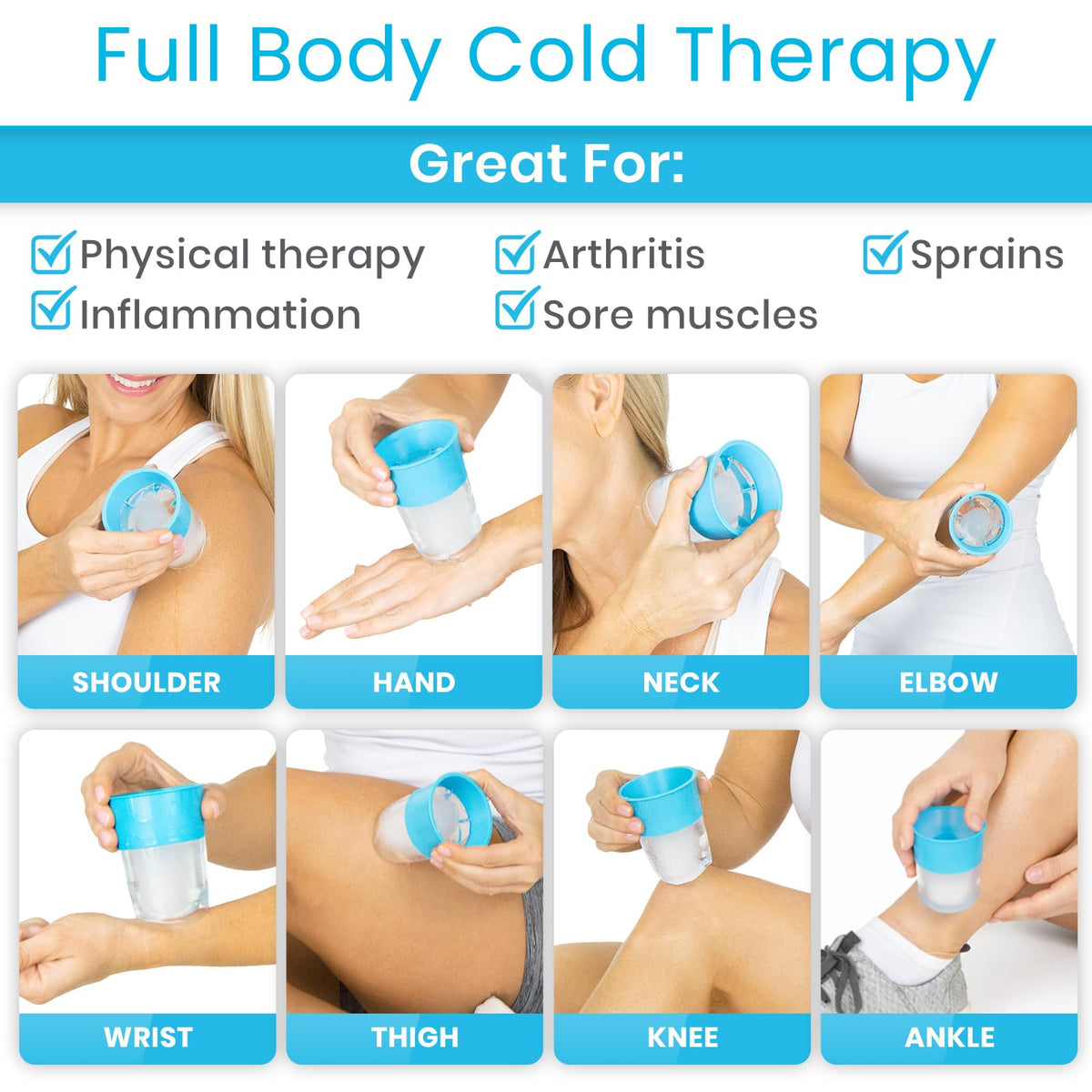 Arctic Flex ice cup holding a rounded ice dome ready for facial use