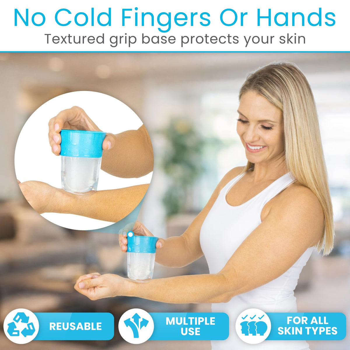 Arctic Flex used along neck and jawline to soothe tension and swelling