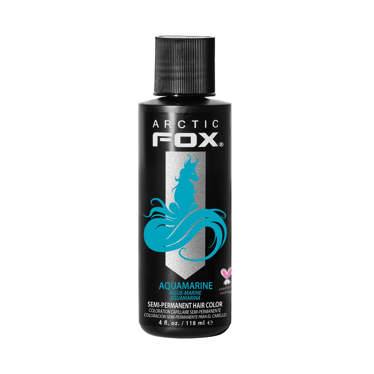 ARCTIC FOX front bottle showing aquamarine shade and easy-pour cap benefit
