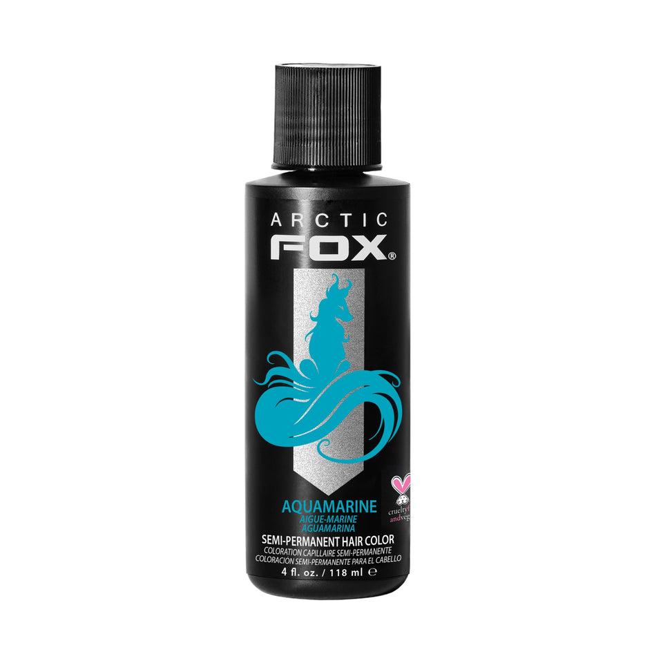 ARCTIC FOX front bottle showing aquamarine shade and easy-pour cap benefit