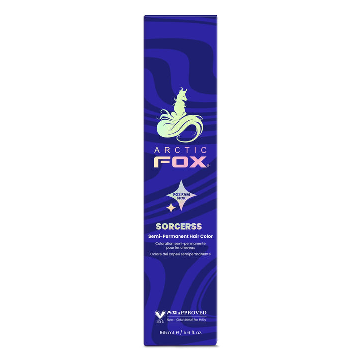 ARCTIC FOX front packaging showing midnight blue color and conditioning benefit