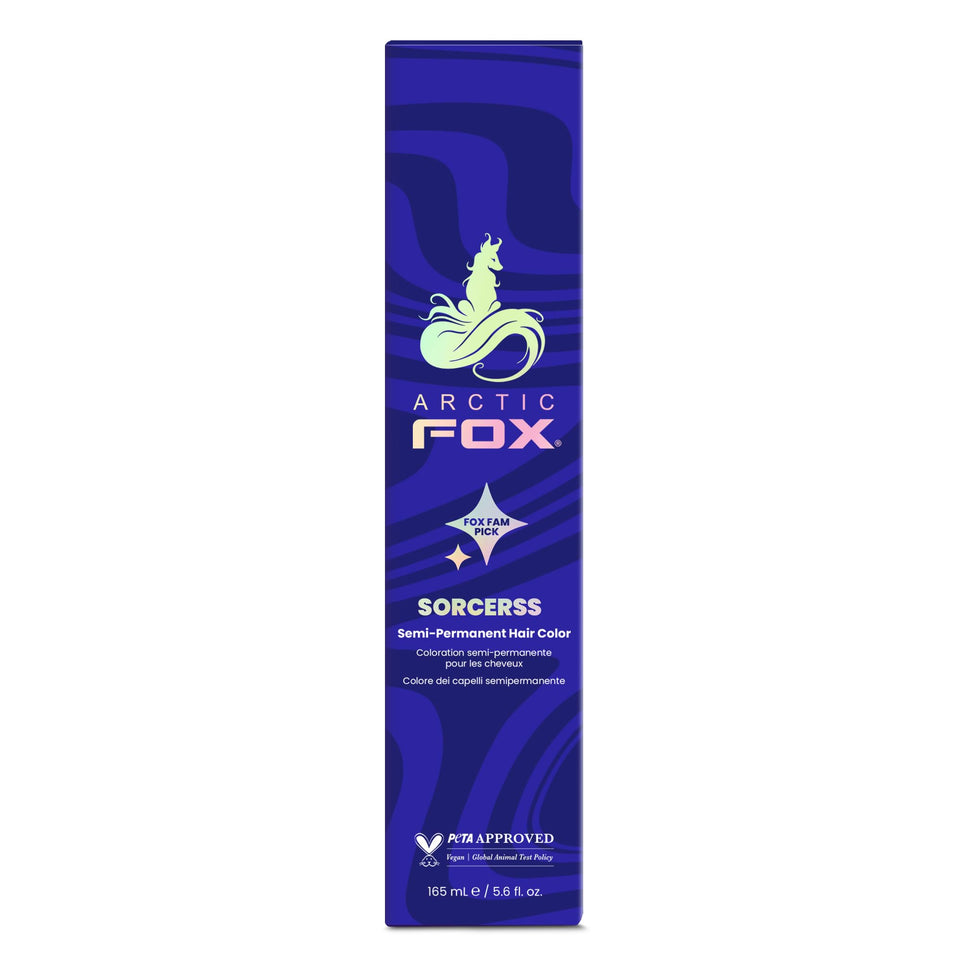 ARCTIC FOX front packaging showing midnight blue color and conditioning benefit