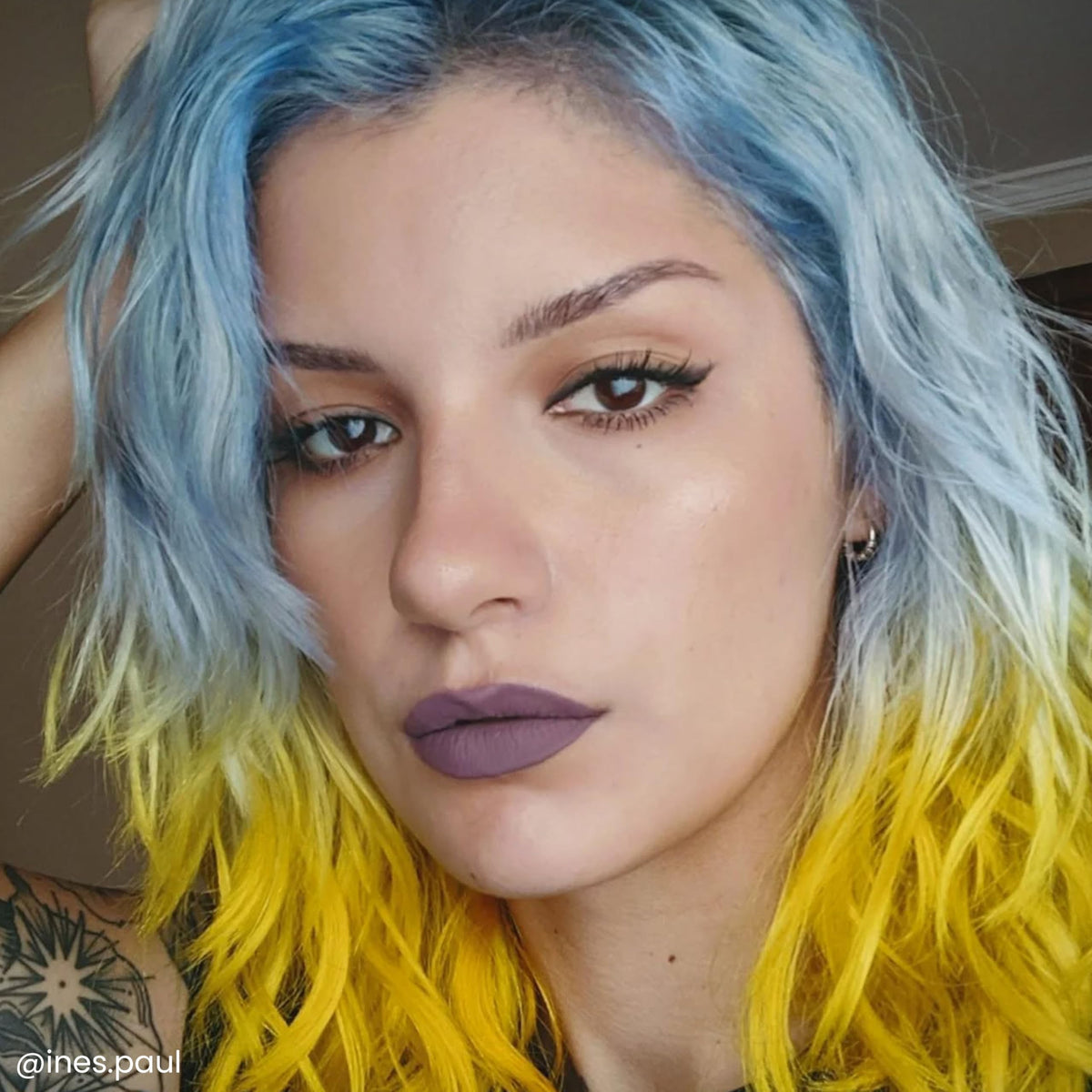 ARCTIC FOX before and after on pre-lightened hair showing pastel transformation