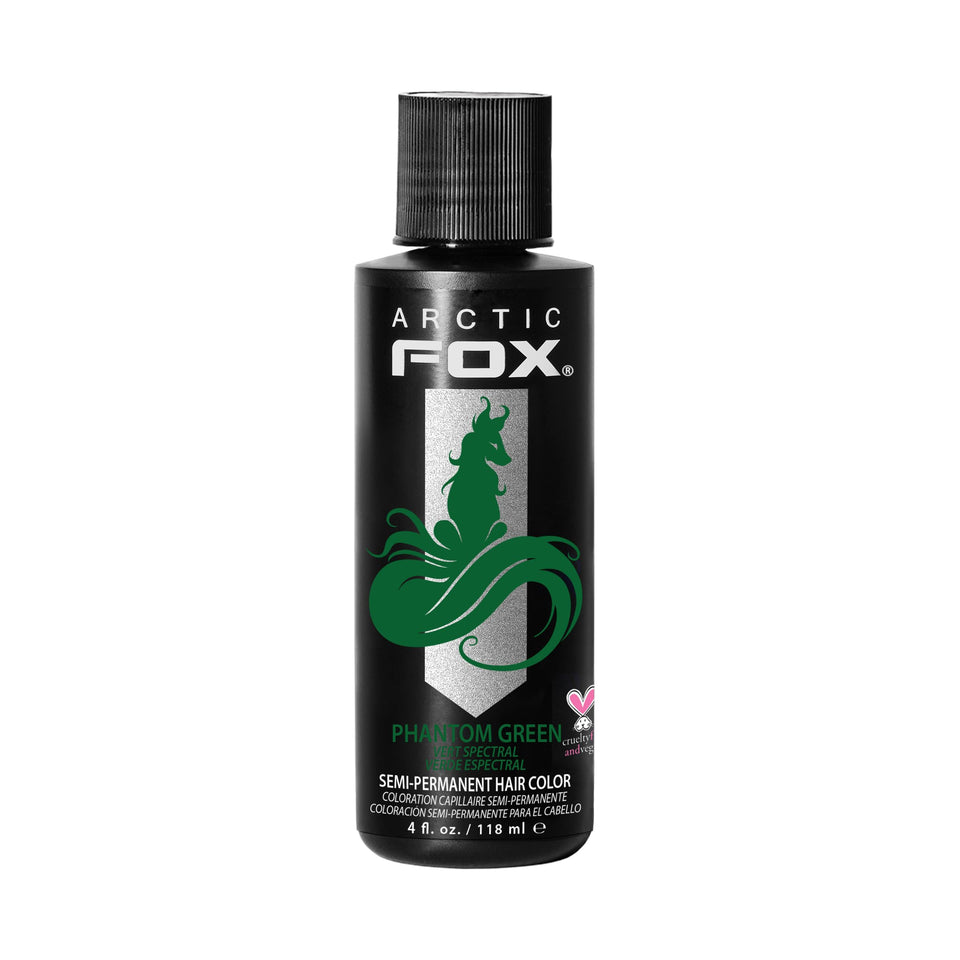 ARCTIC FOX front packaging showing the Phantom Green bottle and label benefits