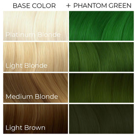 ARCTIC FOX model wearing phantom green hair to showcase finished look