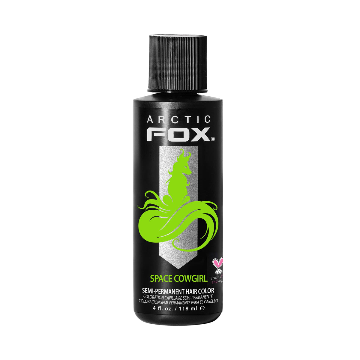 ARCTIC FOX front packaging showing vibrant Space Cowgirl green and vegan badge