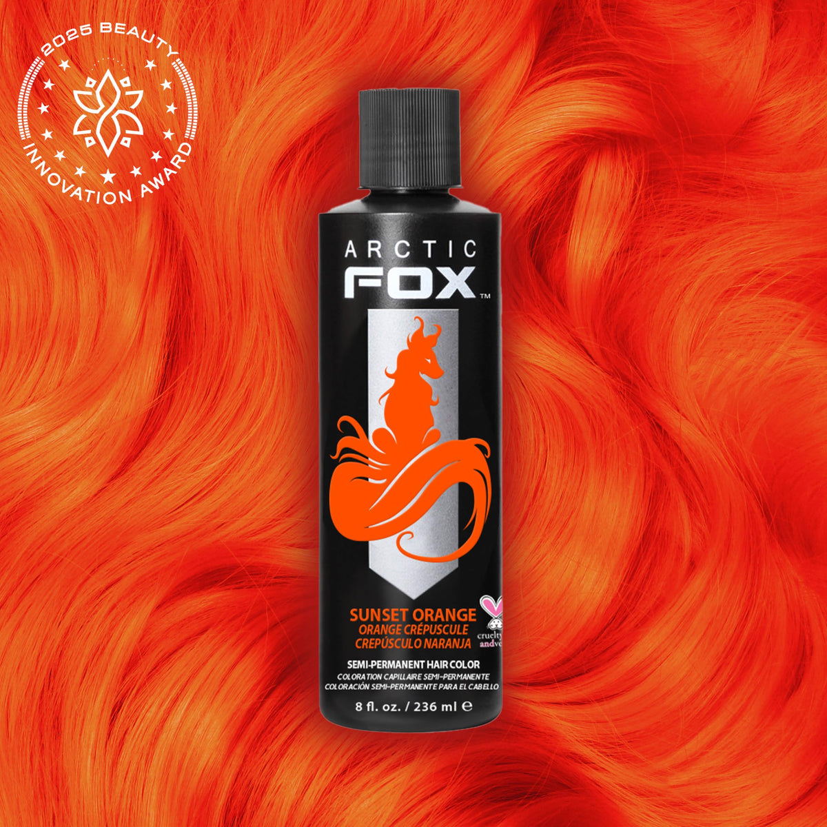 ARCTIC FOX open jar texture showing creamy Sunset Orange formula for smooth application