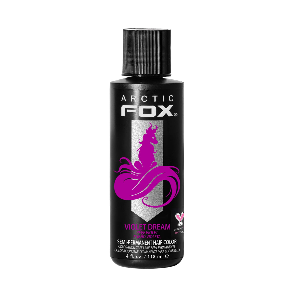 ARCTIC FOX front packaging showing VIOLET DREAM vibrant purple shade and vegan label benefit