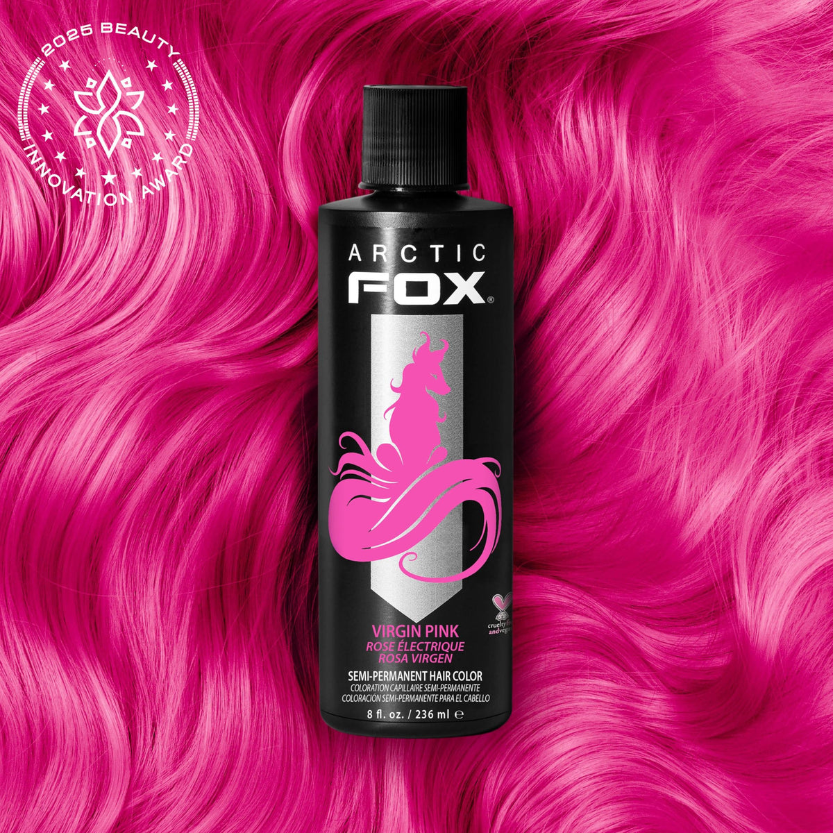ARCTIC FOX swatches showing virgin pink range from pastel to vivid for mixing ideas