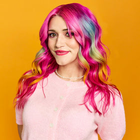ARCTIC FOX hair-strand swatches showing Virgin Pink color options for guidance