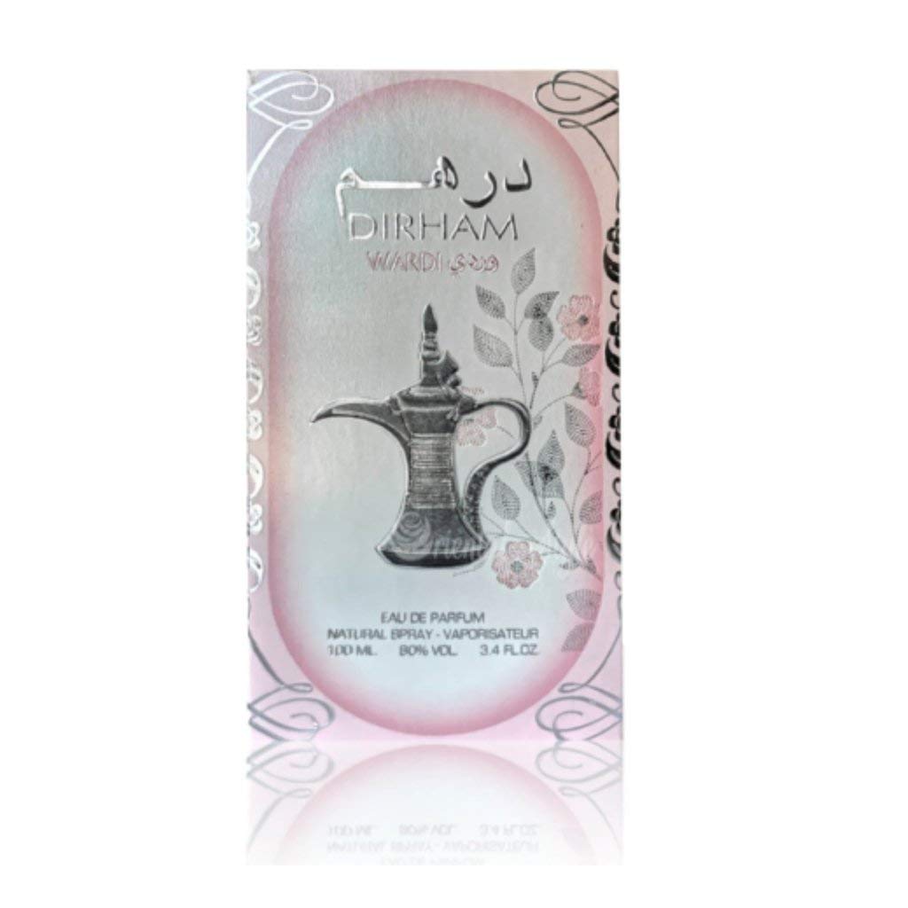 Ard Al Zaafaran Dirham Wardi being sprayed on wrist, showing wearable daily fragrance confidence