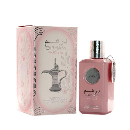 Ard Al Zaafaran Dirham Wardi front packaging showing elegant bottle and label, appealing gift-ready look