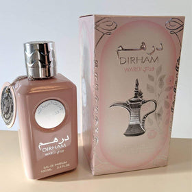 Ard Al Zaafaran Dirham Wardi notes collage of berries, rose, vanilla and patchouli, clarifying composition