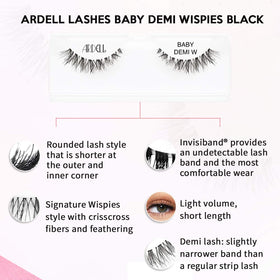 Ardell lashes applied on eye model demonstrating natural lift and definition