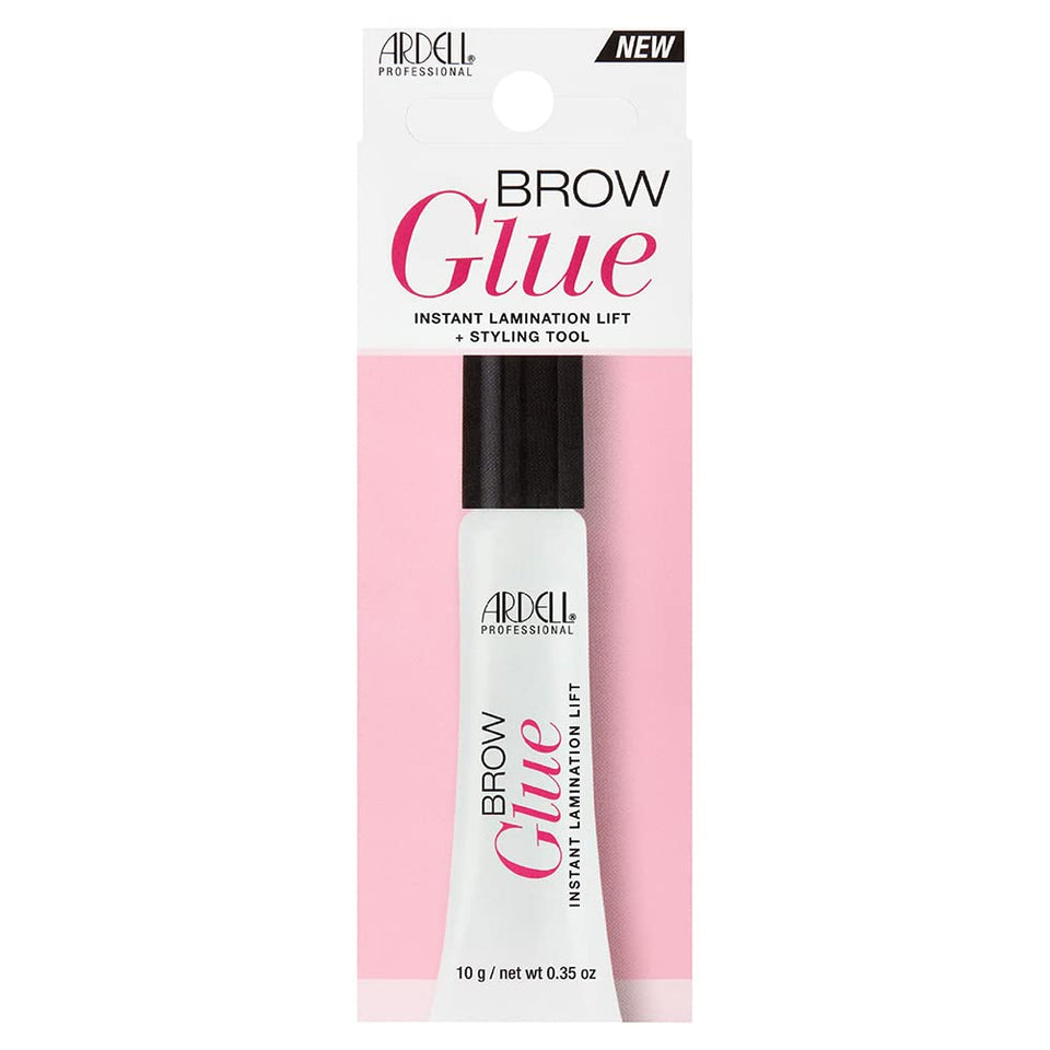 ardell brow glue front packaging showing clear tube and label benefit long hold