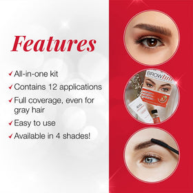 Model applying Ardell tint showing precise shaping and fuller-brow benefit