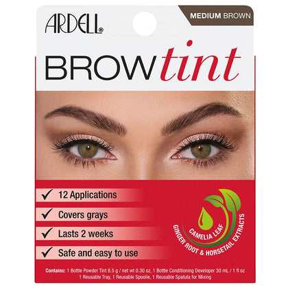Ardell kit front packaging showing contents and medium brown tint benefit
