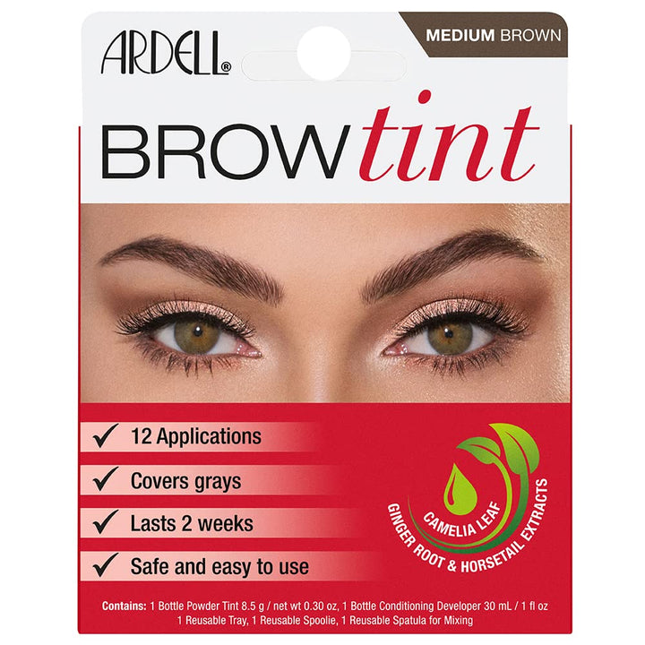 Ardell kit front packaging showing contents and medium brown tint benefit