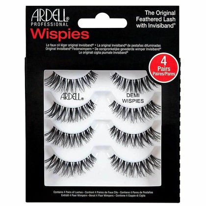 Ardell Demi Wispies front packaging showing four pairs, convenient value