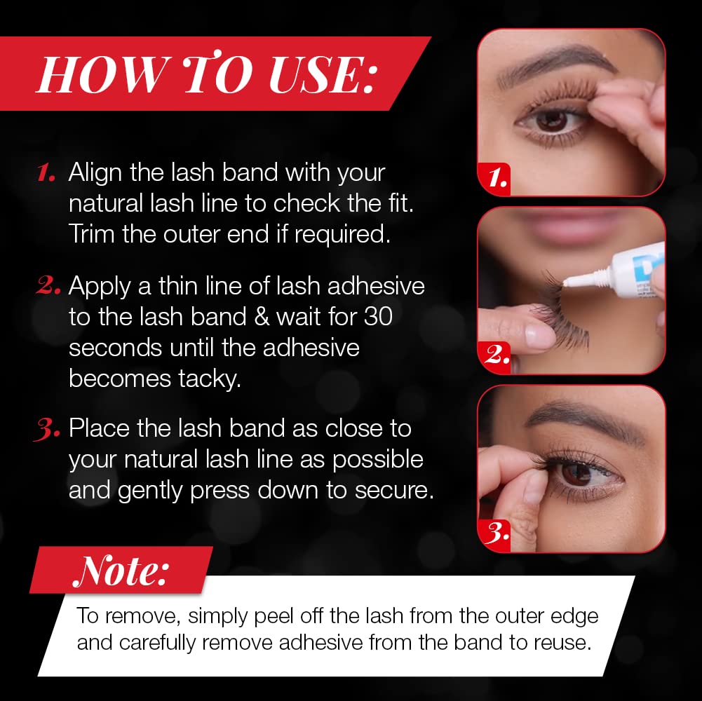Ardell demi wispies worn on an eye showing natural widened effect