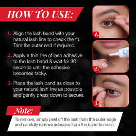 Ardell demi wispies worn on an eye showing natural widened effect