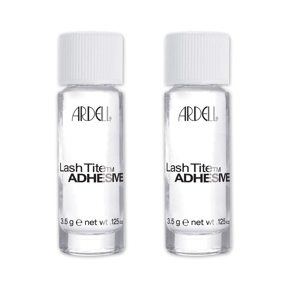 Ardell clear adhesive front packaging showing compact travel-friendly bottle and label benefits