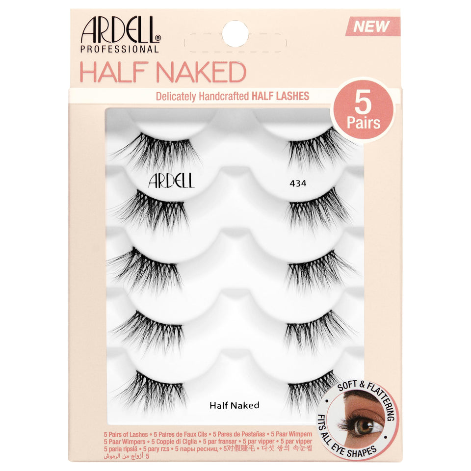 Ardell front packaging showing 434 half lashes, clear value pack benefit