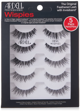 Ardell front packaging showing five-count Wispies black for easy selection