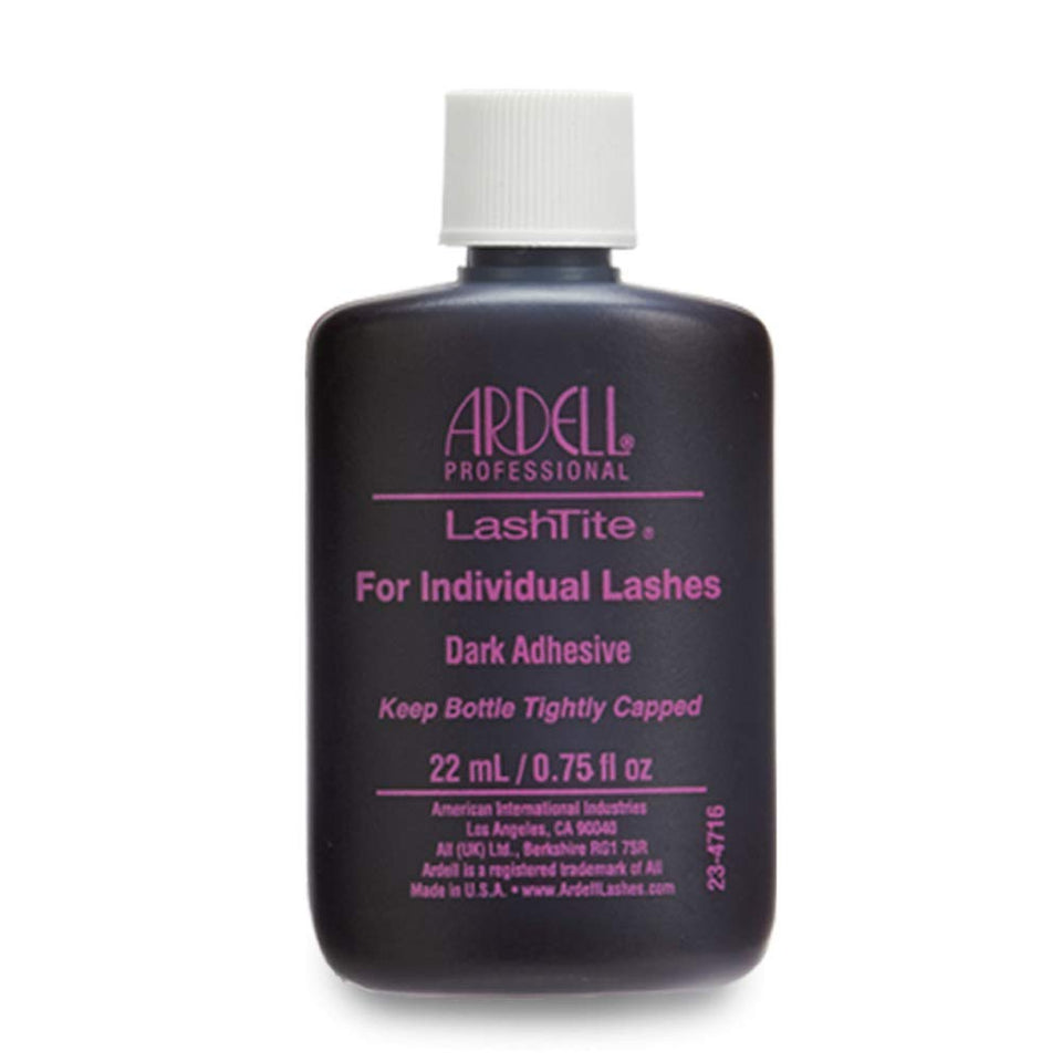Ardell LashTite dark bottle front showing label and compact design, quick-access benefit