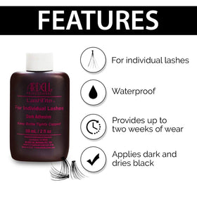 Ardell LashTite dark adhesive drop on hand showing texture and quick-dry benefit