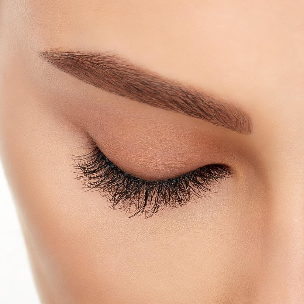Ardell side profile worn lashes illustrating comfortable lightweight wear
