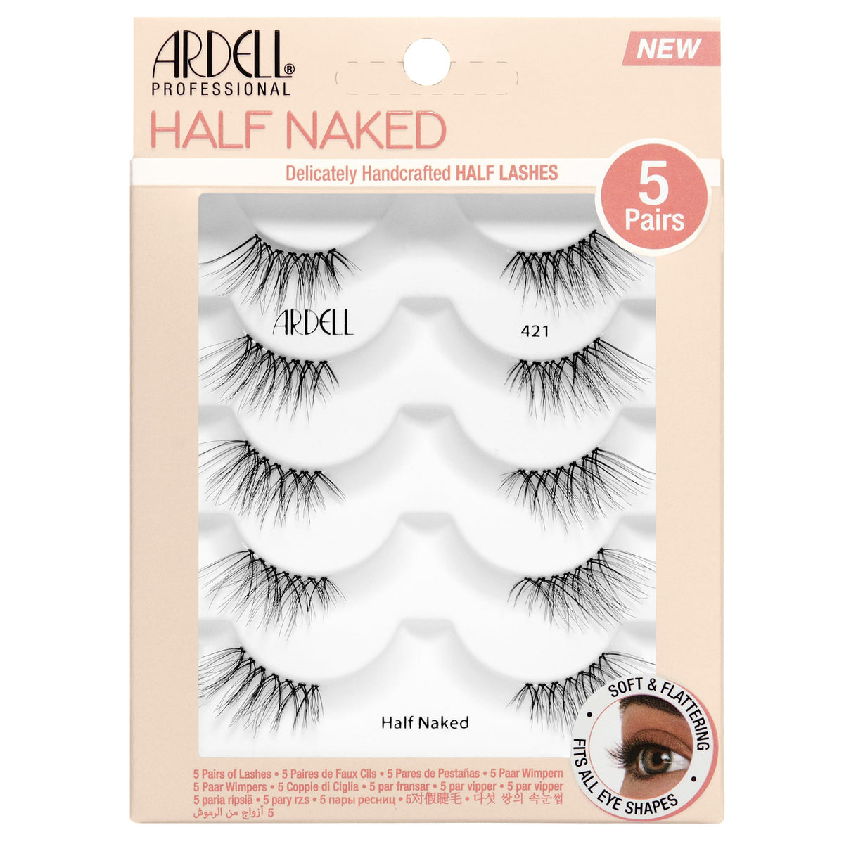 Ardell packaging front view showing five pairs and product name, easy selection benefit