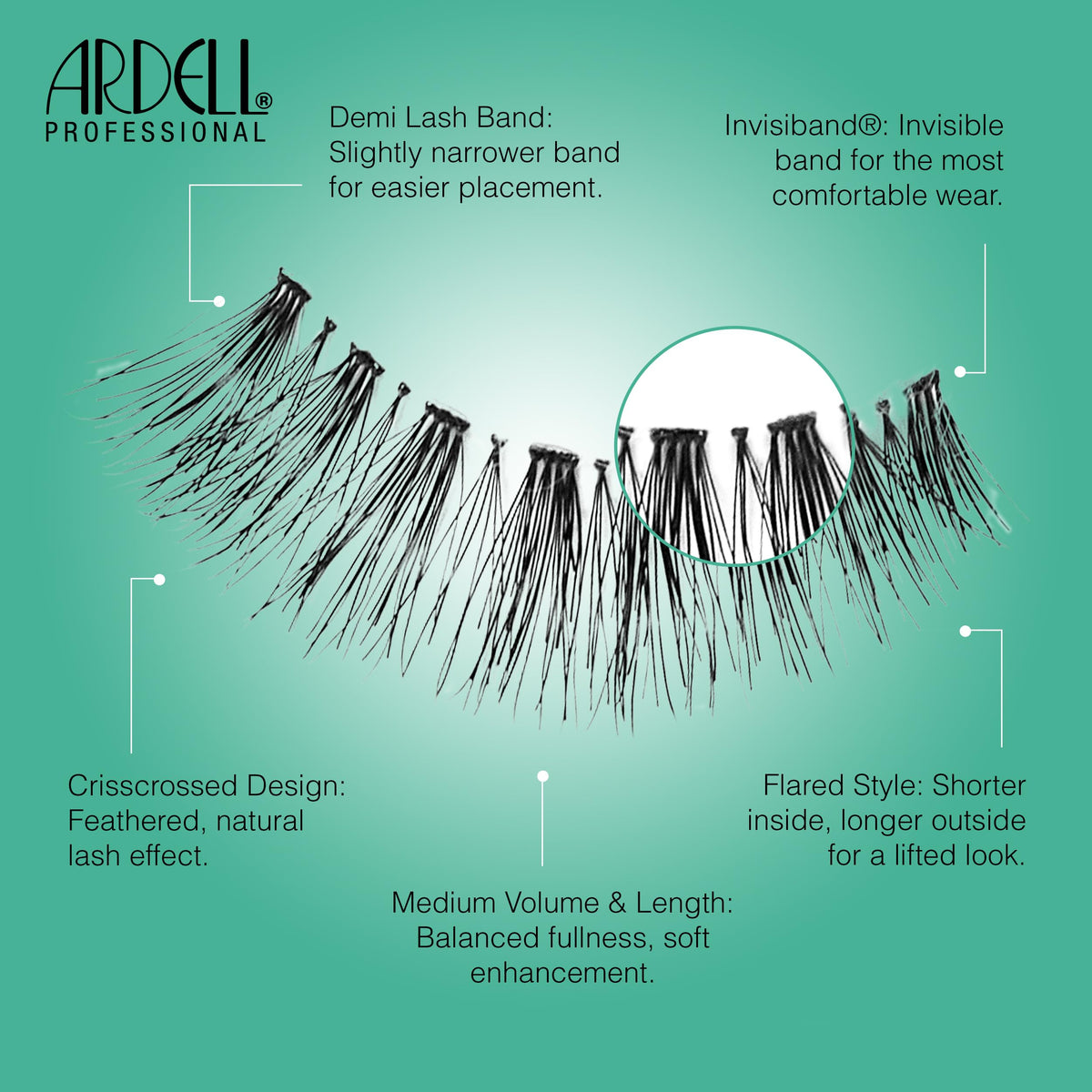 Ardell natural lashes 120 applied on model eye for lifted, subtle glam