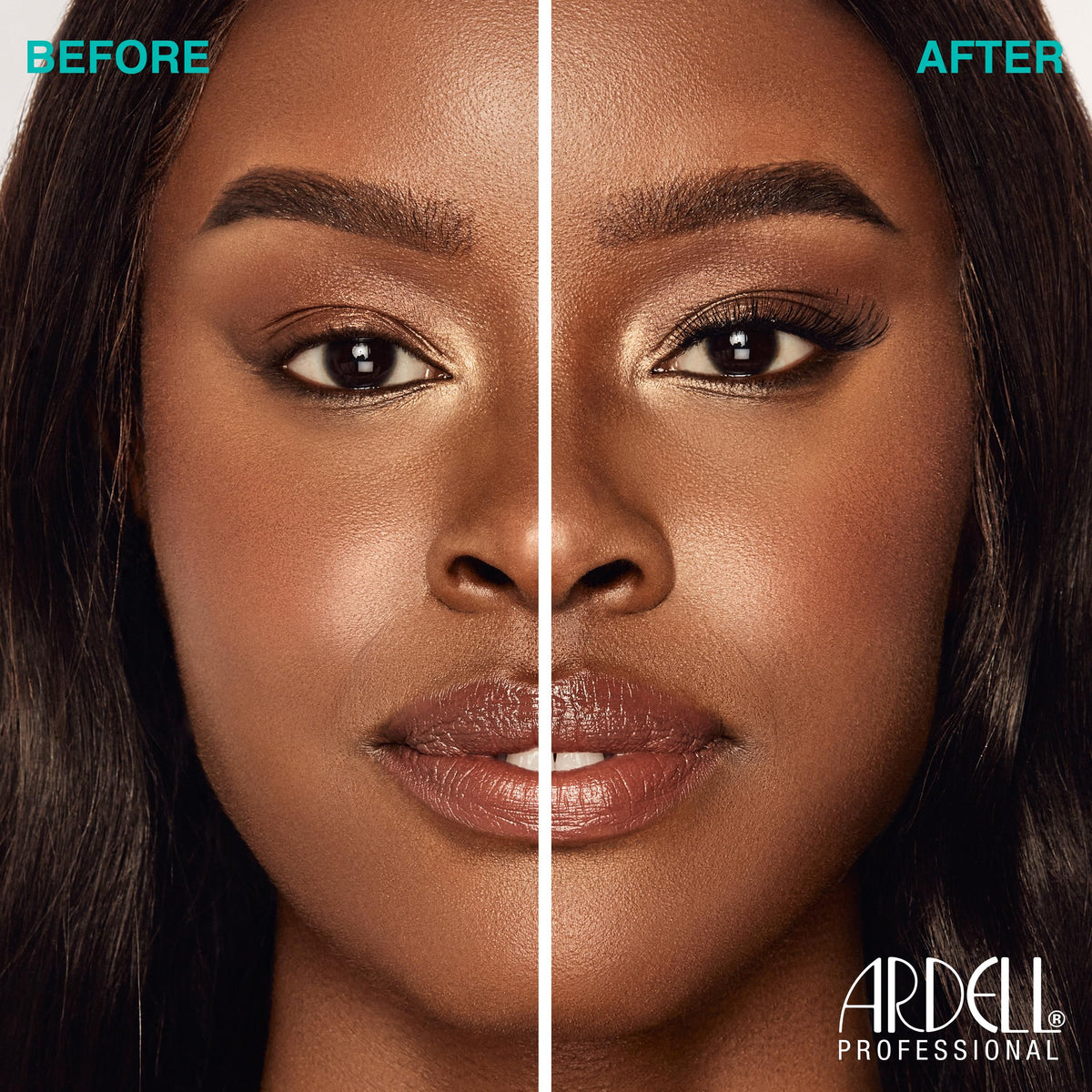 Ardell natural lashes 120 next to ruler showing trim-to-fit customization