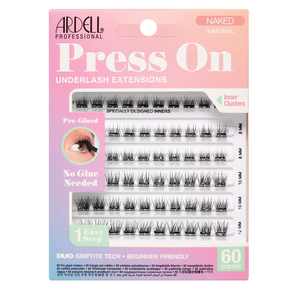Ardell front packaging showing 60 pre-glued natural clusters for quick use